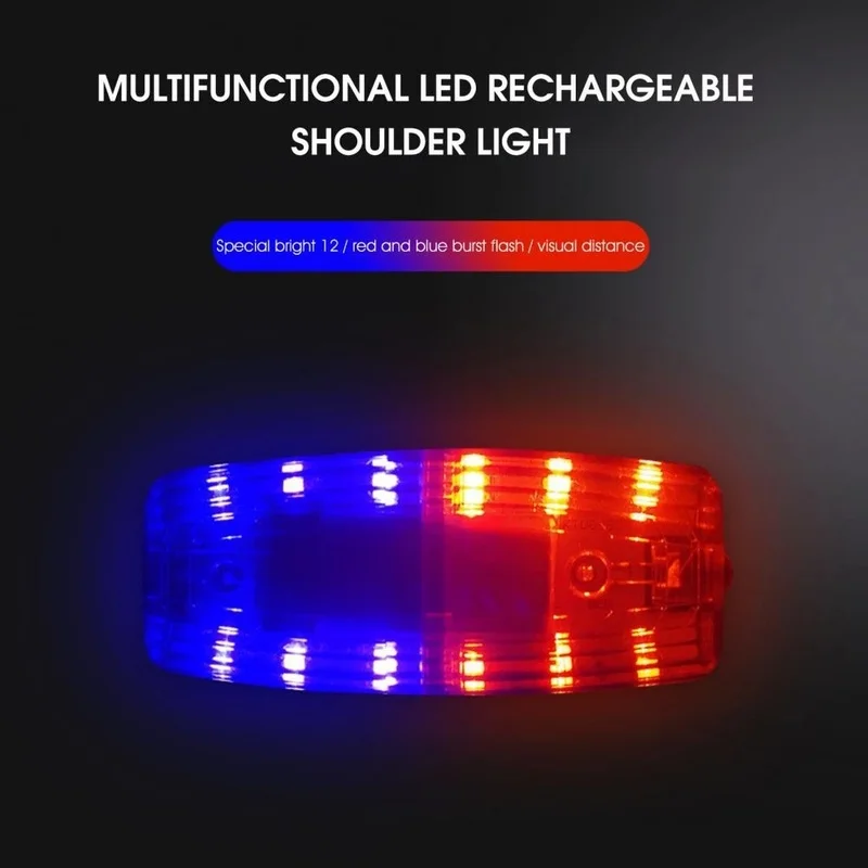 Red&Blue LED Shoulder Warning Police Light Shoulder Clip Light Sanitation Worker Safety Patrol Alarm Flash Signal Strobe Lamp