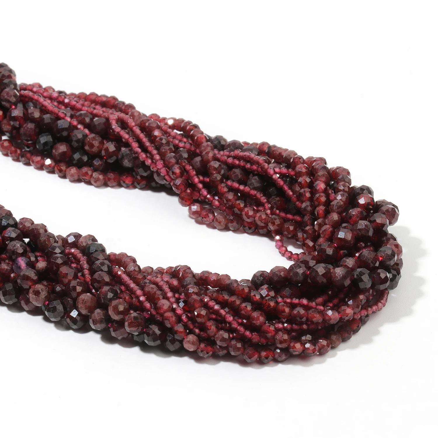 2/3/4mm Faceted Natural Gem Stone Garnet Bead Red Round Tiny Beads For Jewelry Making DIY Necklace Bracelet Accessories 15''