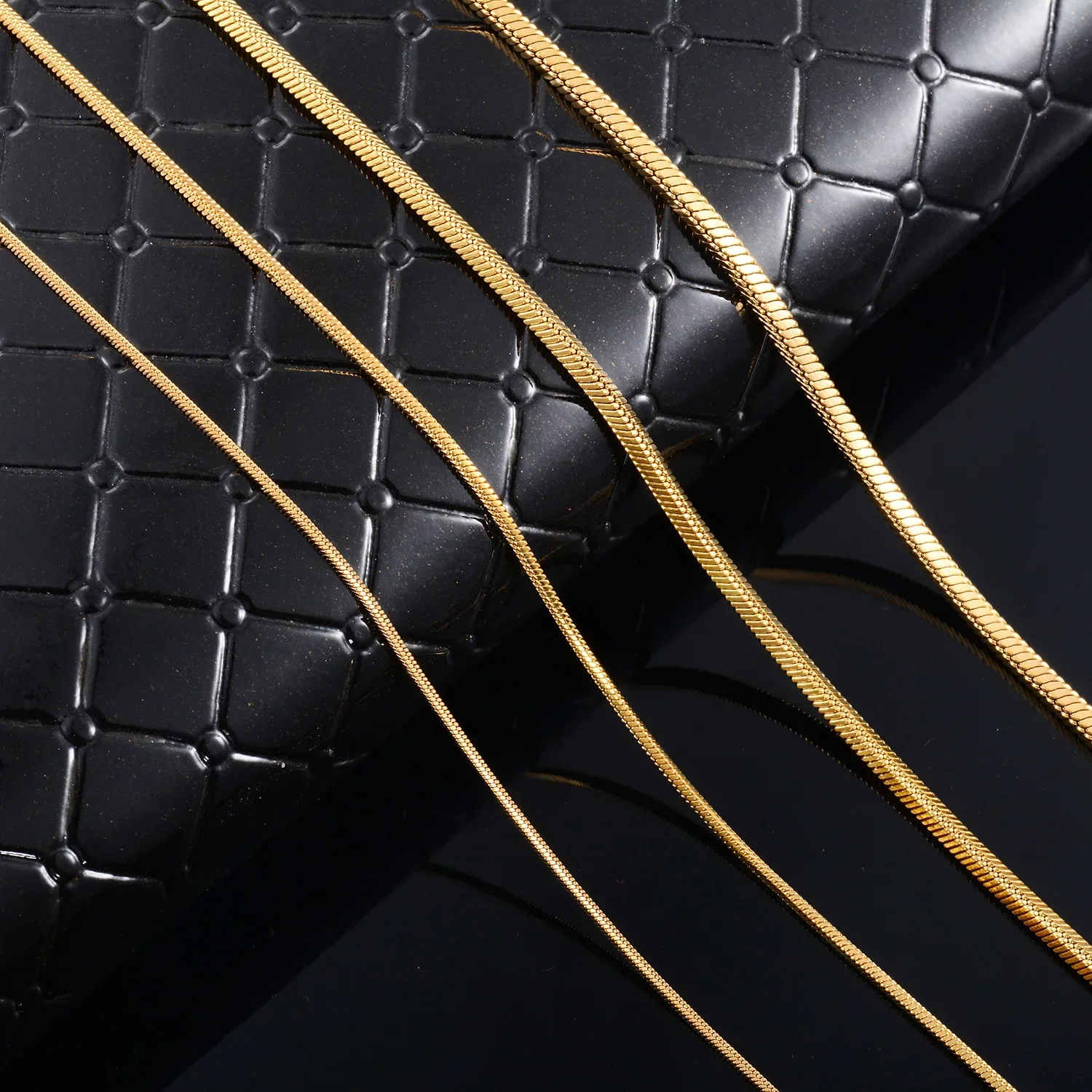 Yadreva Square Snake Chain Long Stainless Steel Simple Necklace Metal Jewelry 5