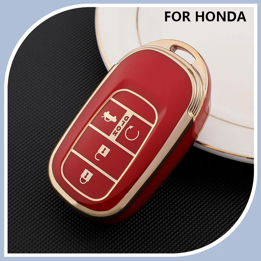 TPU Gold Edge Car Remote 5 Buttons Key Case Cover for Honda Civic Accord HR-V CR-V CRV Hrv 2022 2023 Fob Shell Accessories