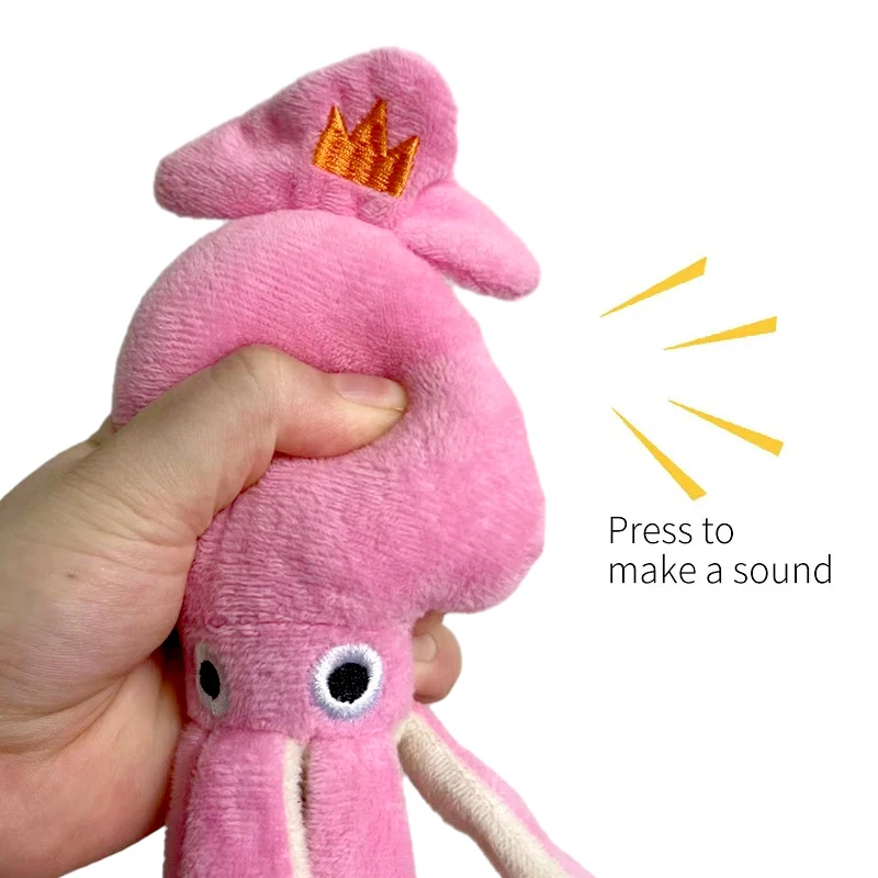 2025 Cute Squid Plush Dog Chew Toys Funny new Small Medium Dogs Squeaky Sound Rope Toy Pets Supplies