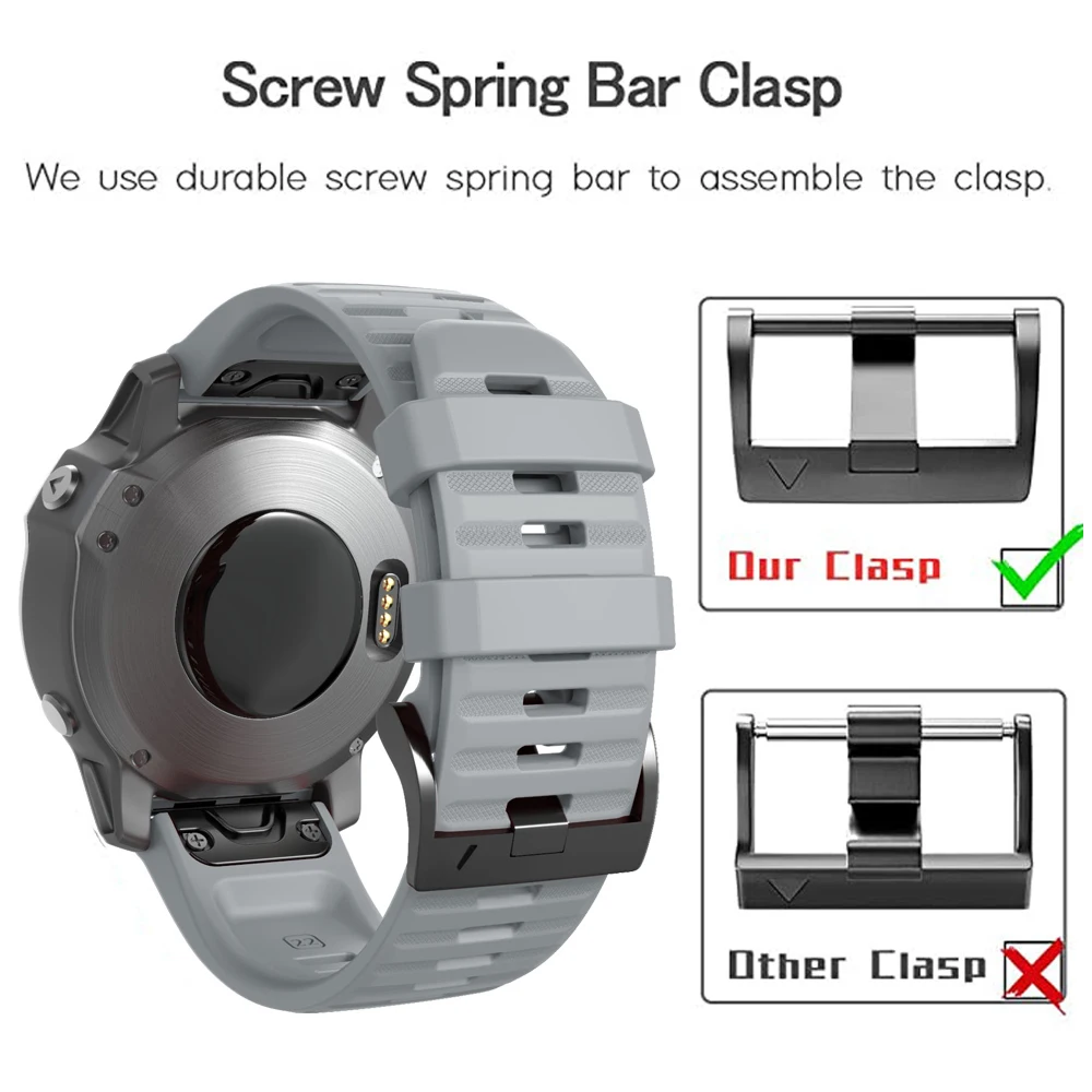 Replacement 22 26mm QuickFit Silicone Bracelet Strap For Garmin Fenix 7X 7 Solar 6X 6 Pro 5 5X Plus Strap Smart Watchband Correa