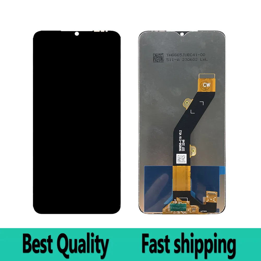 Original For Tecno POP 7 POP7 LCD BF6 Display Touch Screen Glass Panel Assembly