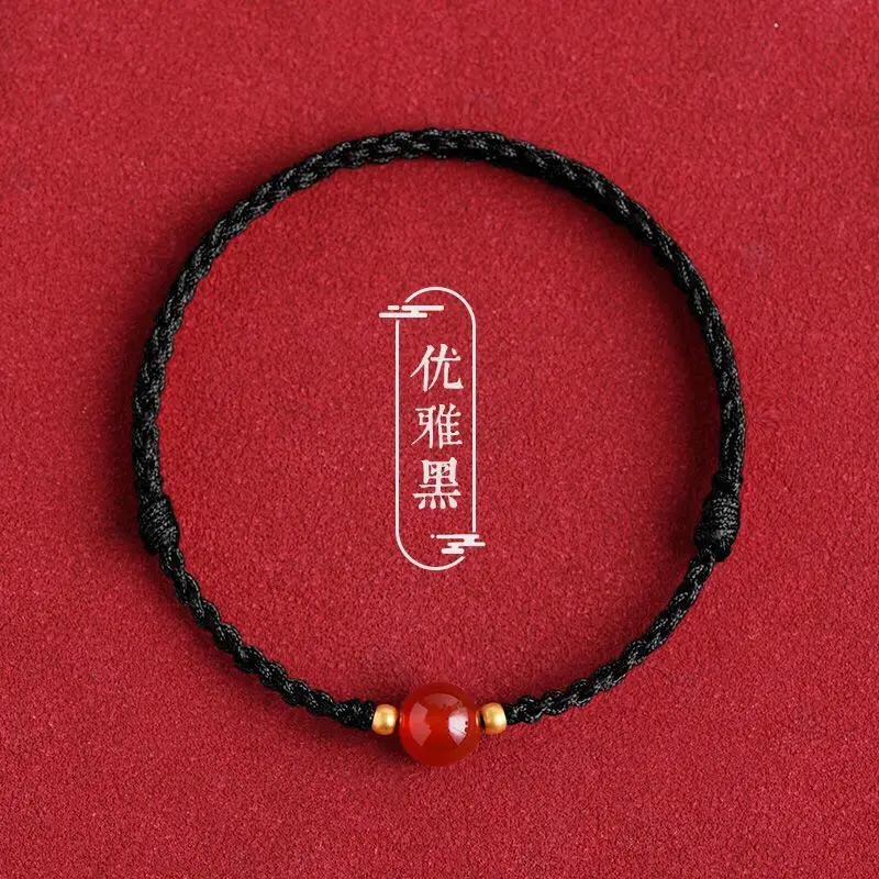 Trendy Vintage Chinese Style Agate Charm Bracelet for Women Ethnic Handmade Red Rope Accessories Gifts Wholesale