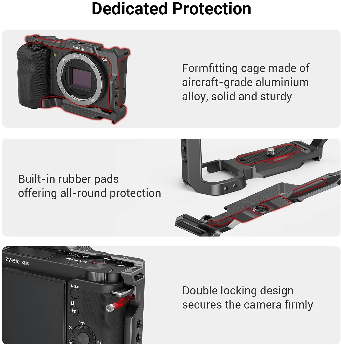 SmallRig Camera Cage with Grip for Sony ZV-E10 ZVE10 3538B