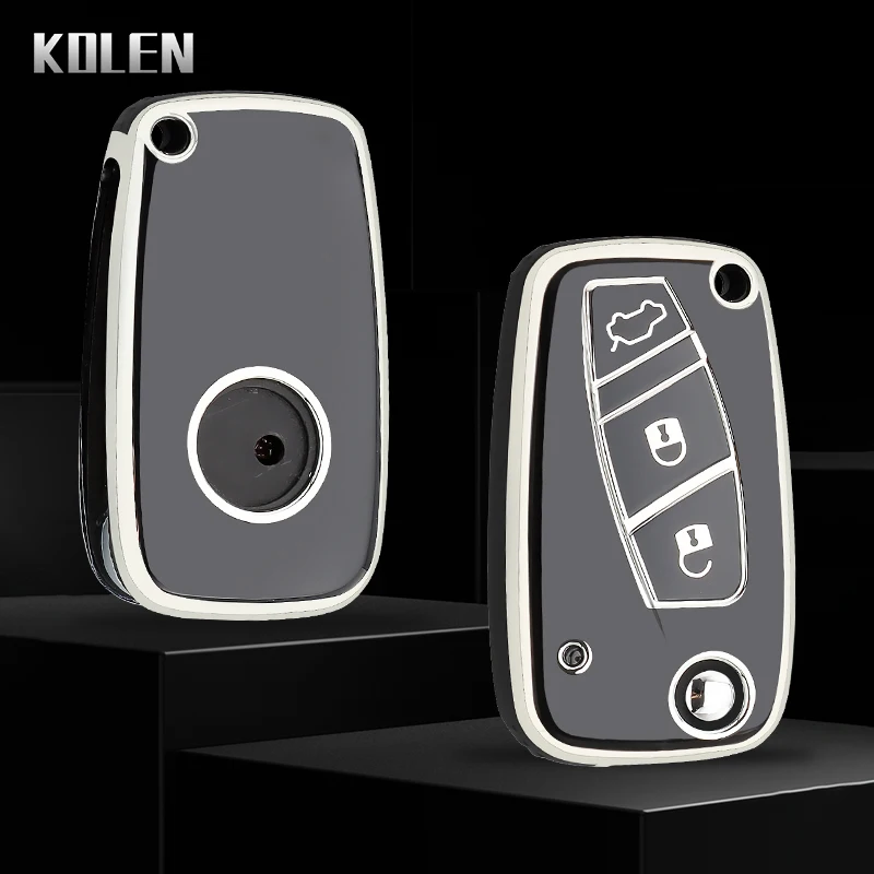 TPU Car Flip Key Case Cover Shell For FIAT Panda Stilo Punto Doblo Grande Bravo 500 Ducato Minibus Protected Fob Bag Accessories