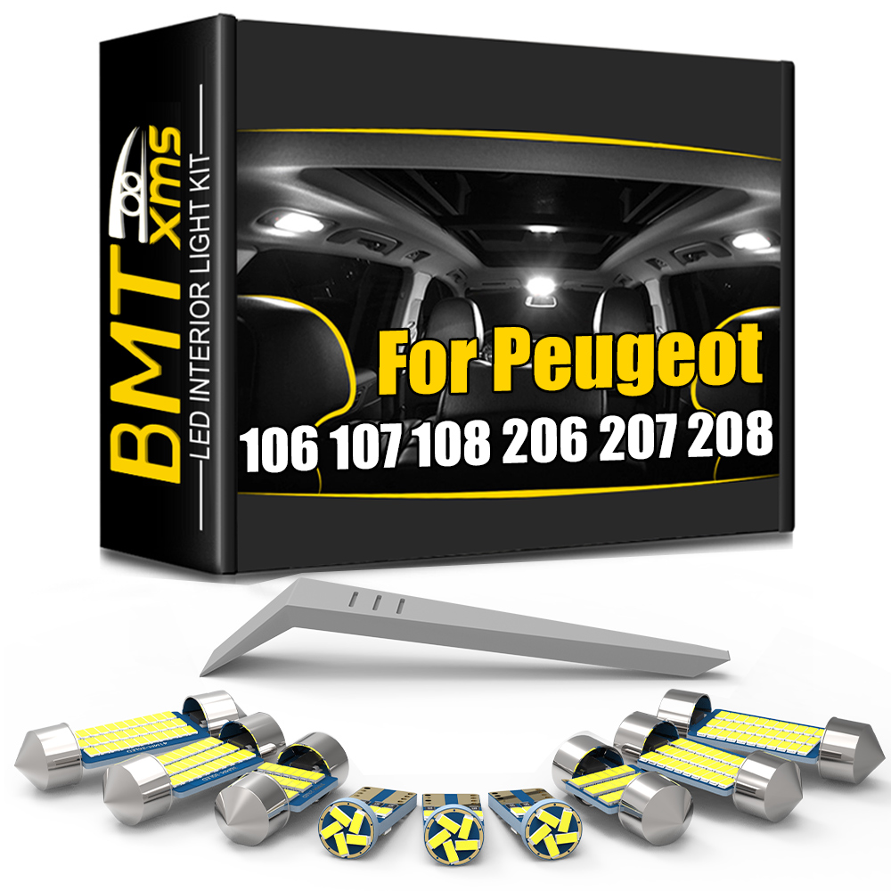 BMTxms Canbus For Peugeot 106 107 108 1007 206 207 208 301 306 307 308 406 407 408 1993-2019 2020 2021 LED Interior Light Kit