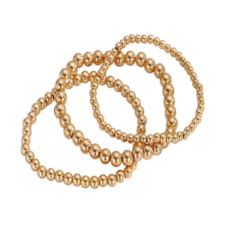 Obega Handmade Gold Color Beads Bracelets Set 7 Pcs Stretch Women Trendy Bracelets Vintage Girls Party Boho Jewelry