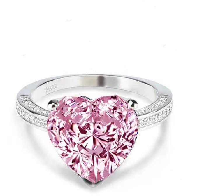 Designer 2025 Top Sell Drop Ship Wedd Rs Luxury Jewelry Stunn 925 Sterl Silver Fill Heart Shape Pink Topaz CZ Diamond Gemstones Party Women Engagement