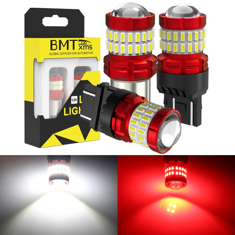 BMTxms 2Pcs 1156 P21W LED BA15S T20 W21/5W 7443 For LADA DRL P21/5W P27/5W Car Brake Stop Light 7440 BAY15D W21W 1157 Red White