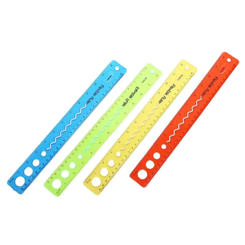 2 Pcs Soft Ruler multicolour student flexible ruler tape measure 30cm Straight Ruler Office School supplies