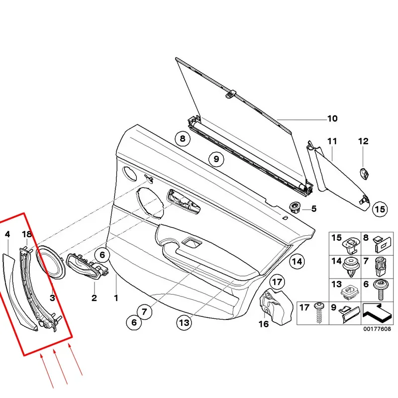 Left Right Interior Door Pull Handle with Cover Trim for BMW 3 Series E90 E91 E92 316 318 320 325 328i