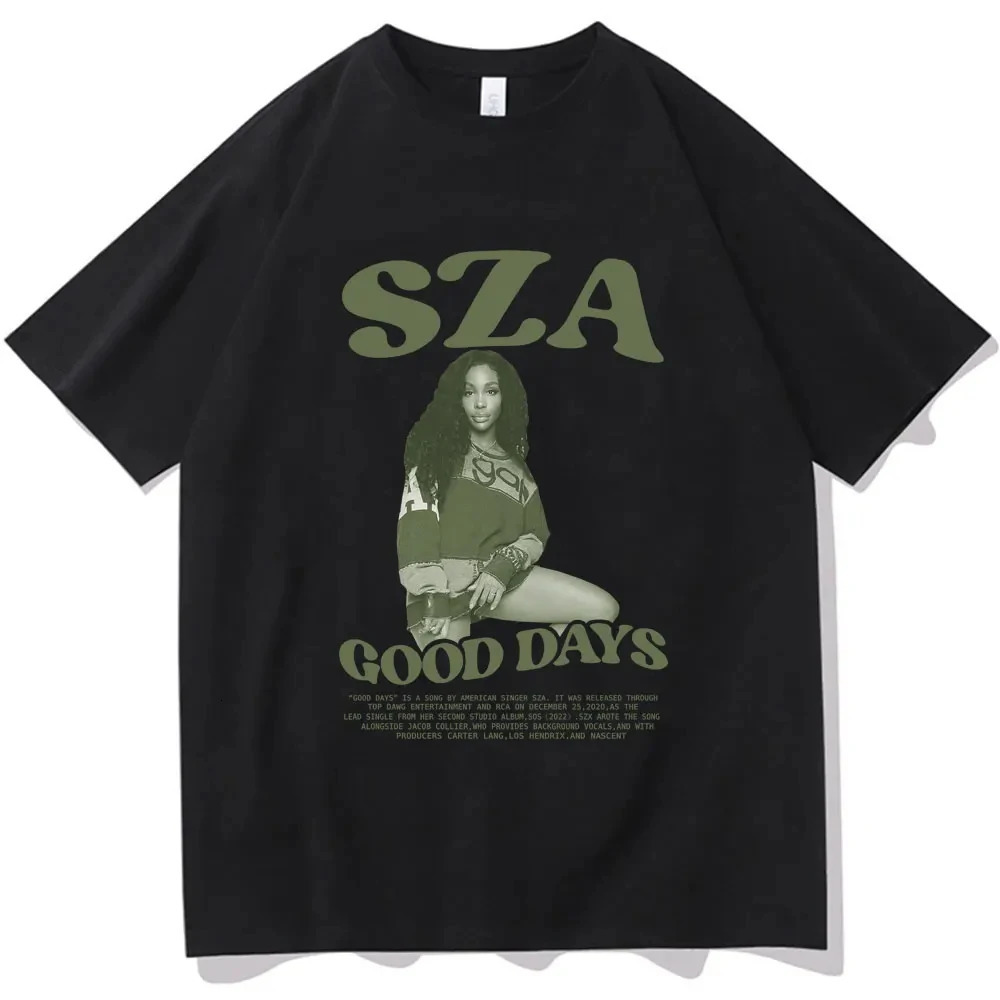 Rapper SZA Good Days T Shirt Hip Hop Retro TShirt Men Women Short Sleeve Cotton Harajuku Fashion Tshirts Oversized Streetwear 240521