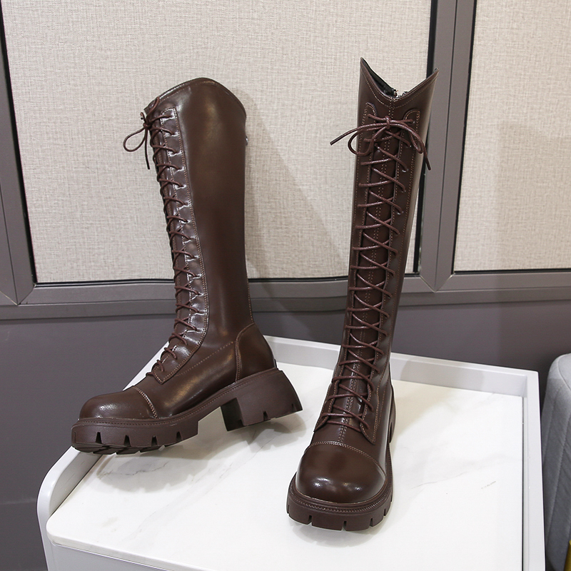 AIYUQI Long Boots Women Fall Winter 2024 New Stretch Lace High Boots Women Slim Platform British Style Female Knight Boots