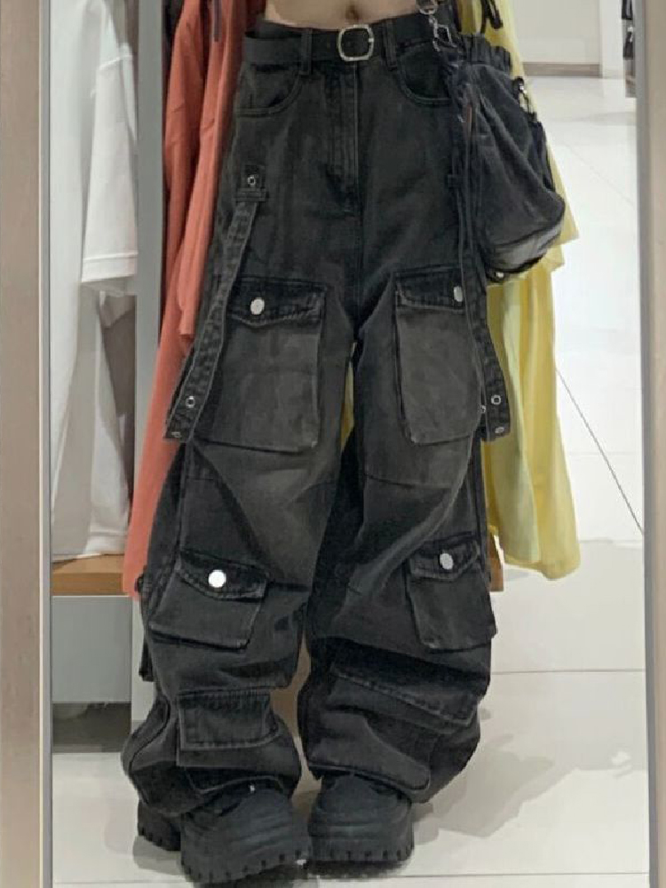 Y2k Cargo Jeans Pants Women Street Oversize Loose Multiple Pockets Female Pant 2024 Spring Fashion Vintage Hip Hop Denim Trouser