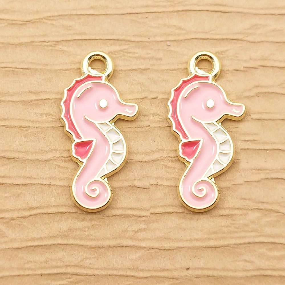 10pcs Enamel Sea Horse Charm for Jewelry Making Craft Animal Earring Pendant Necklace Bracelet Accessories Diy Supplies