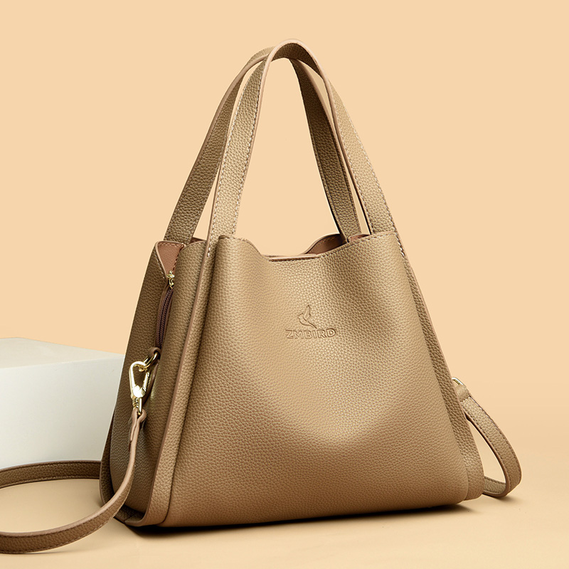 For Women New Soft Leather Designer Tote Bucket Branded Large Handbag Trend Women Simple Bag Female Luxury Shoulder Bags Purses
