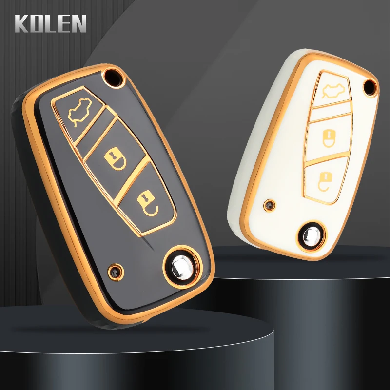 New TPU Car Flip Key Case Cover For FIAT 500 Panda Stilo Ducato Punto Doblo Bravo 3 Buttons Protected Holder Fob Bag Accessories