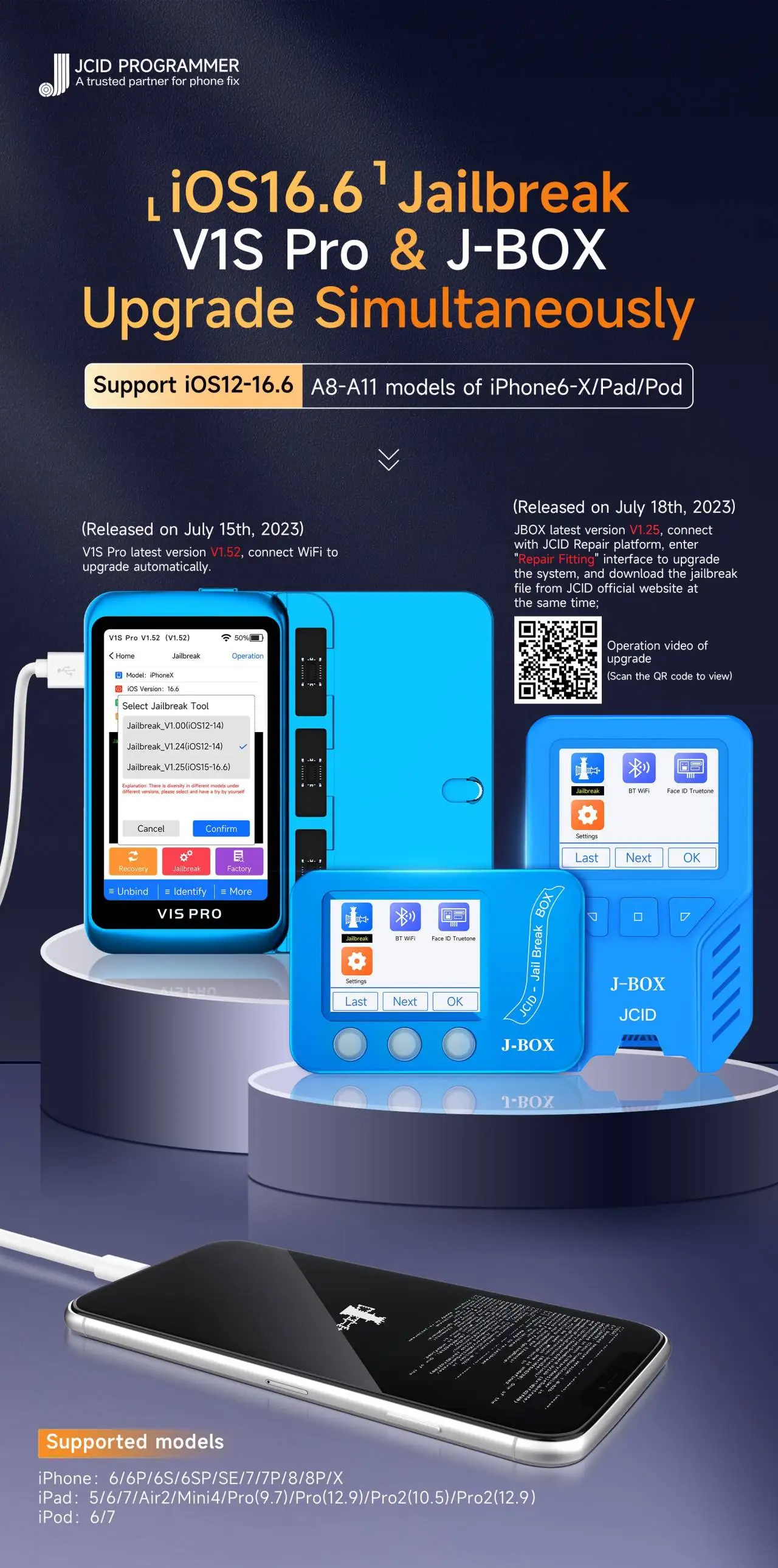 J-Box Jailbreak Box JCID Programmer Auxiliary Tool for Phone IPxd IOS12-16.6 Bypass ID Check SN Wi-fi Bluetooth Face ID Truetone