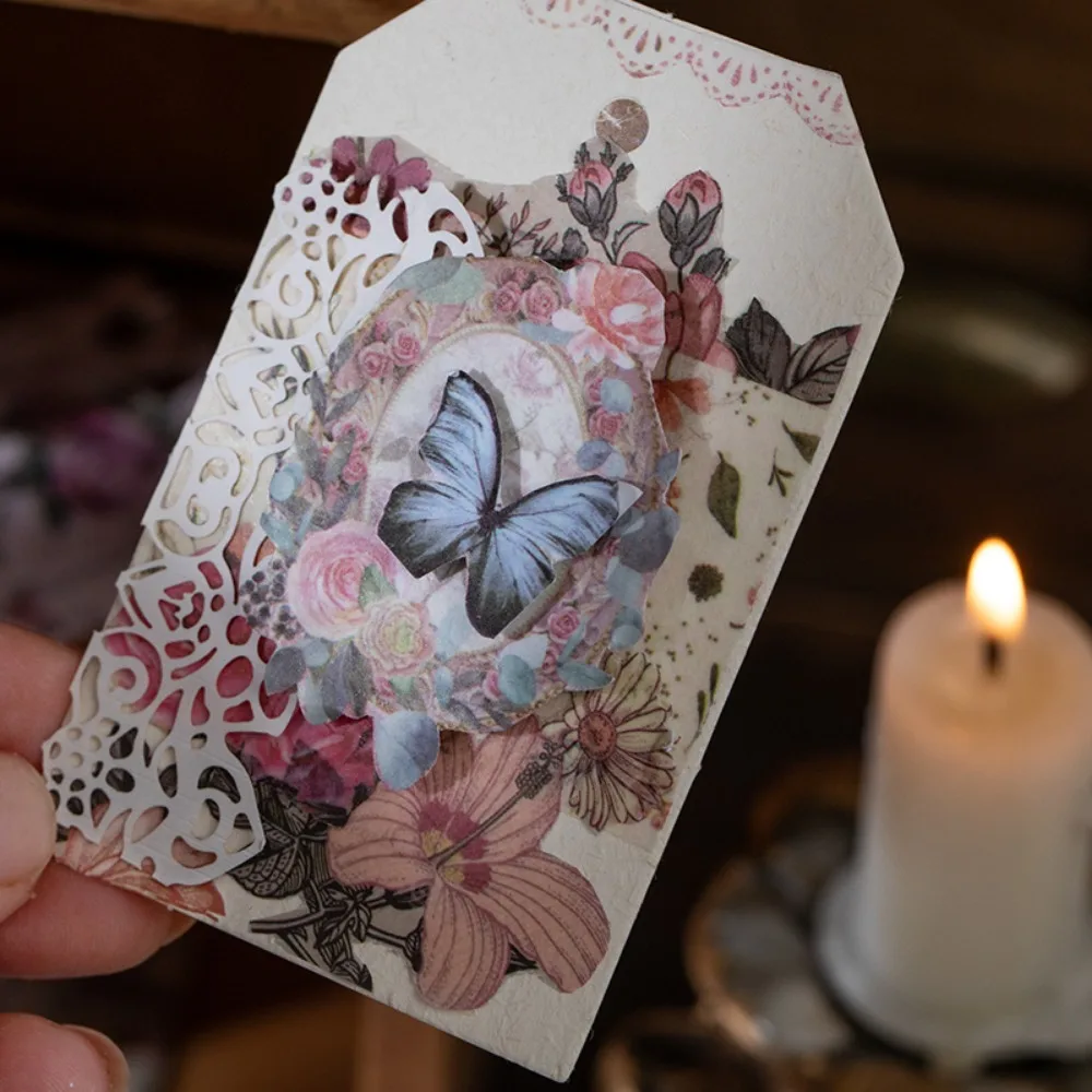 Mr. Paper Vintage Floral Coils Washi Paper Stickers Book Hand Account Background Material Stickers Stationery 50pcs/book