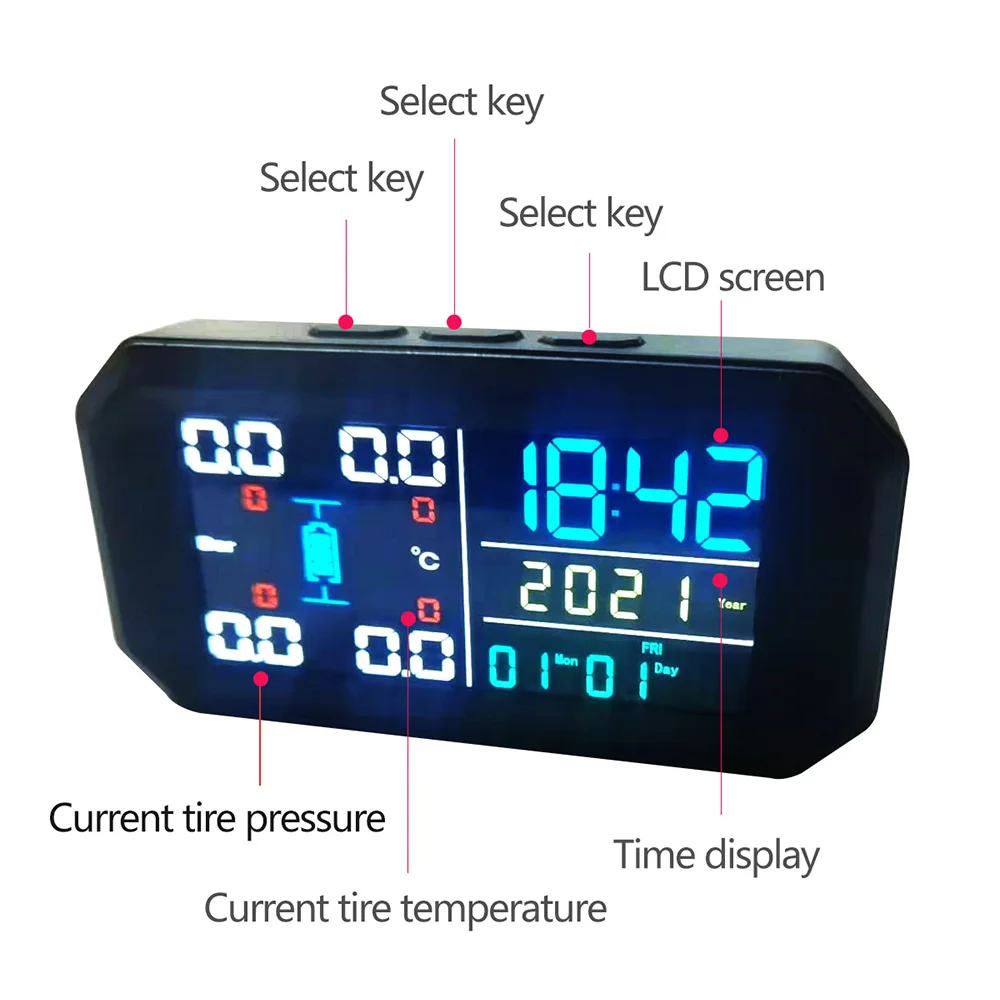 T13 Solar TPMS Sensor Car Tire Pressure Monitoring System Solar Digital USB Real-Time Monitoring Automotive Smart Wheels Sensor