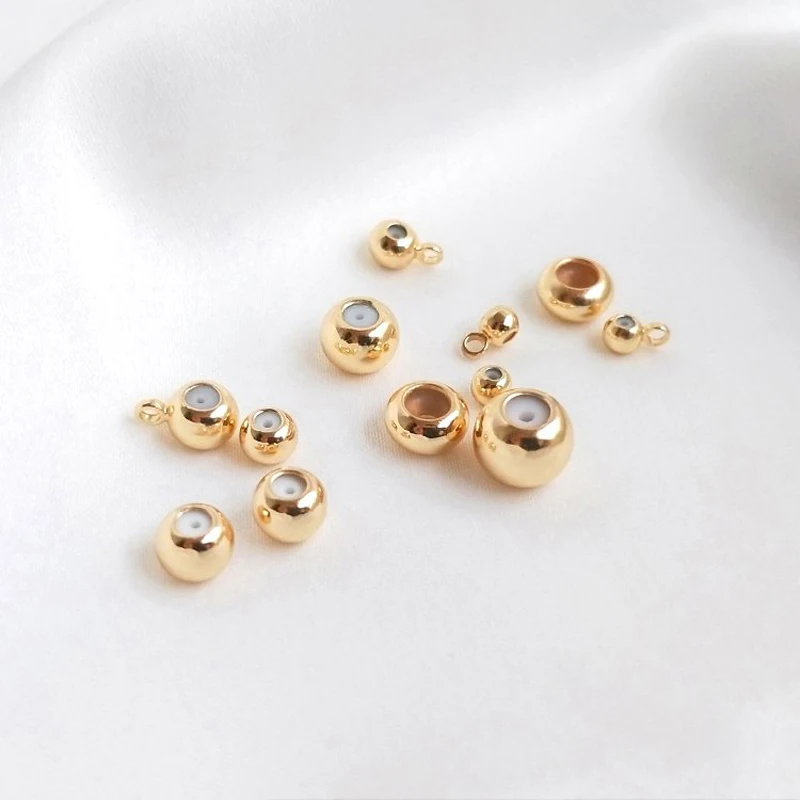 10PCS 14K Gold Filled Silicone Stopper Adjustment Bead DIY Handmade Jewelry With Hanging Spacer Bead Positioning Bead Material