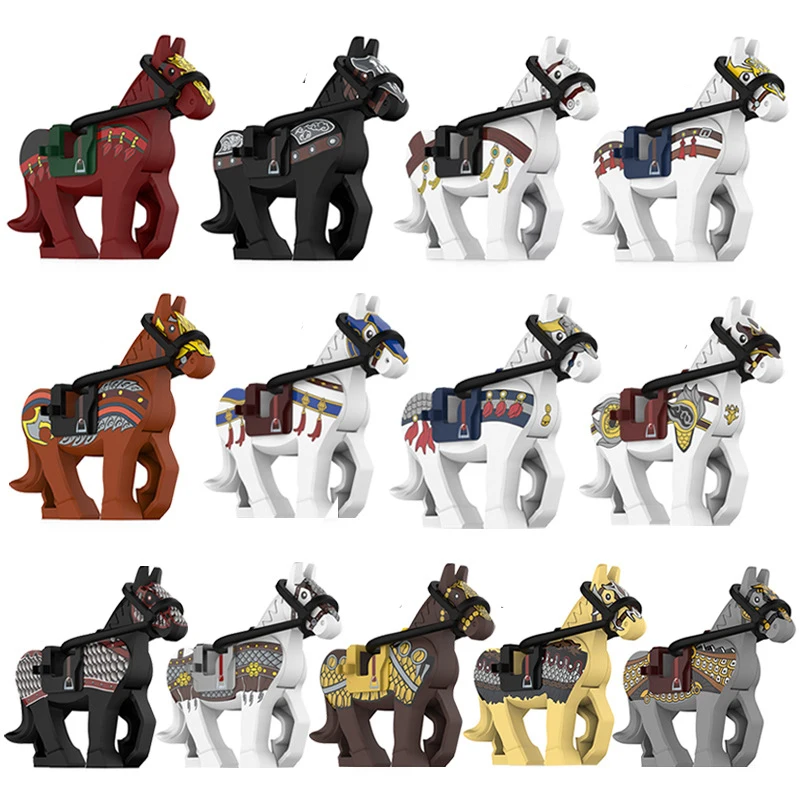 Military Building Blocks Solider Figures Mount War Horse Saddle Reins Adults Children Gifts Toys Animal Accessories Equipments