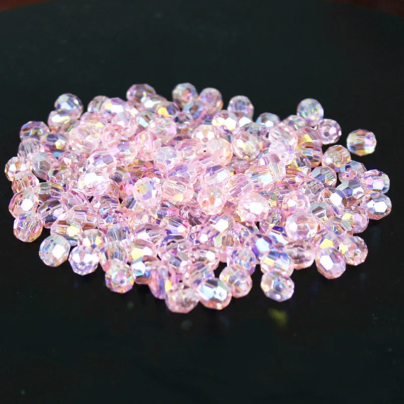 500Pcs 6/8/10mm Pink Transparent Bead AB Angle Bead DIY Crafts String Loose Bead Necklace Earrings Bracelet Knitting Ornament