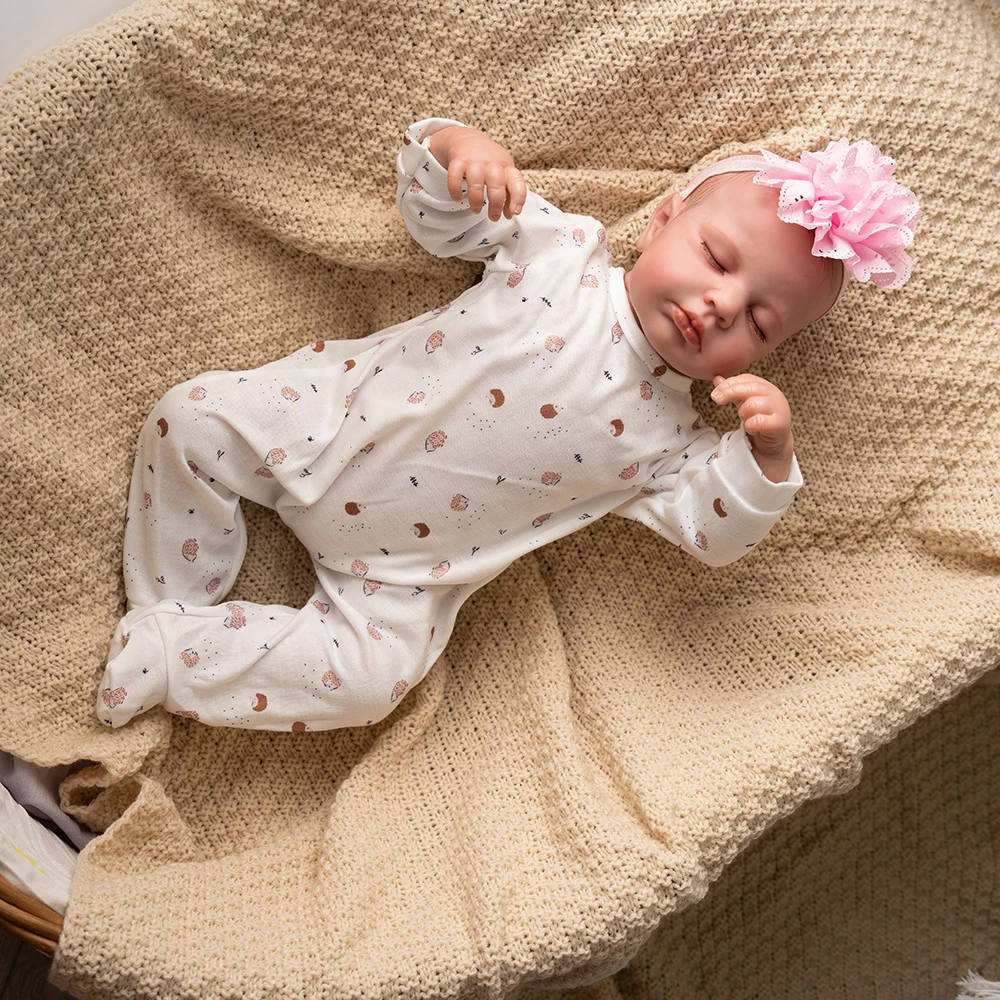 50CM LouLou Reborn Doll Newborn Baby Lifelike Real Soft Touch High Quality Collectible Art Reborn Doll with Hand-Drawing Hair