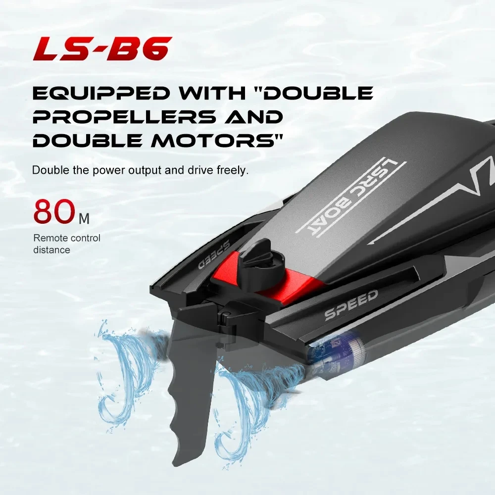 2.4G LS-B6 RC Speedboat Waterproof Dual Motor High Speed Racing Radio Model Electric Boat Outdoor Toys Gifts 14+