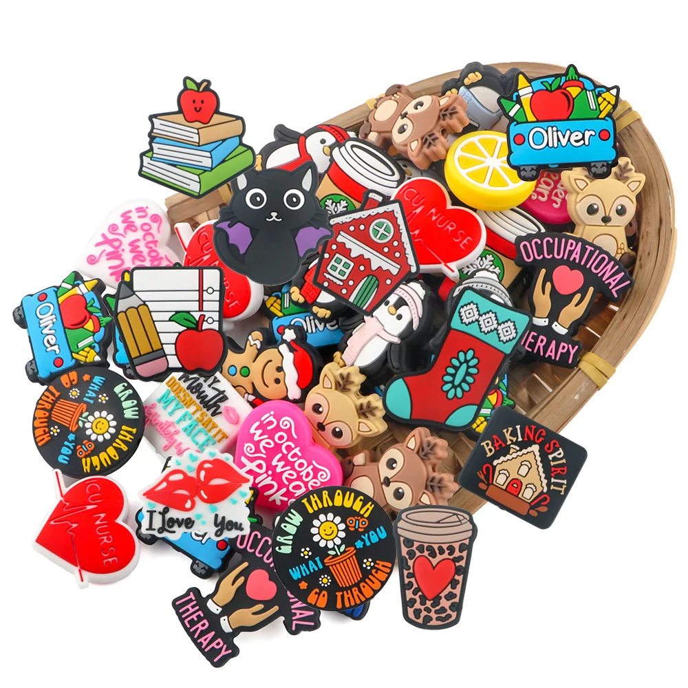 Sunrony 5/10pc Penguin heart Silicone Beads For Jewelry Making Pacifier Clip DIY Pacifier Chain Accessories Charms For Bracelet