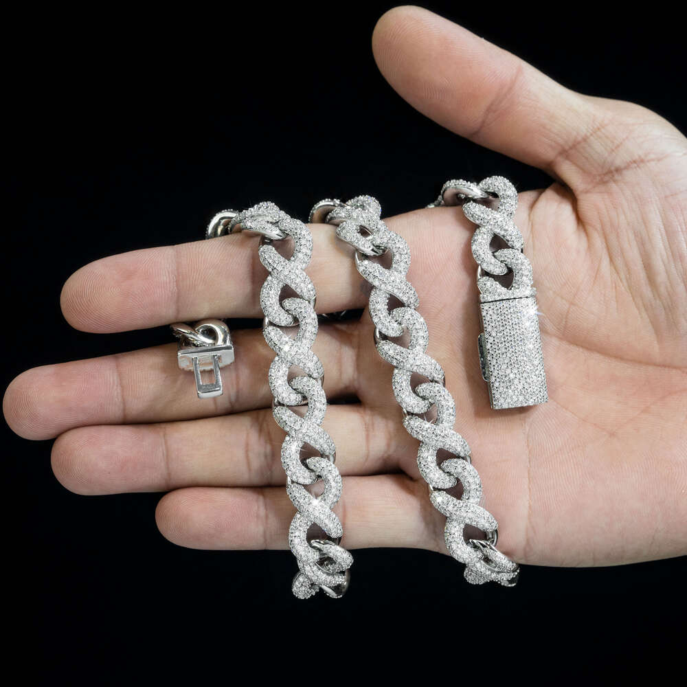 New Design 13mm Fire Jewelry Pass Tester Sier Iced Out Hip Hop VVS1 Moissanite Dia Cuban Link Chain