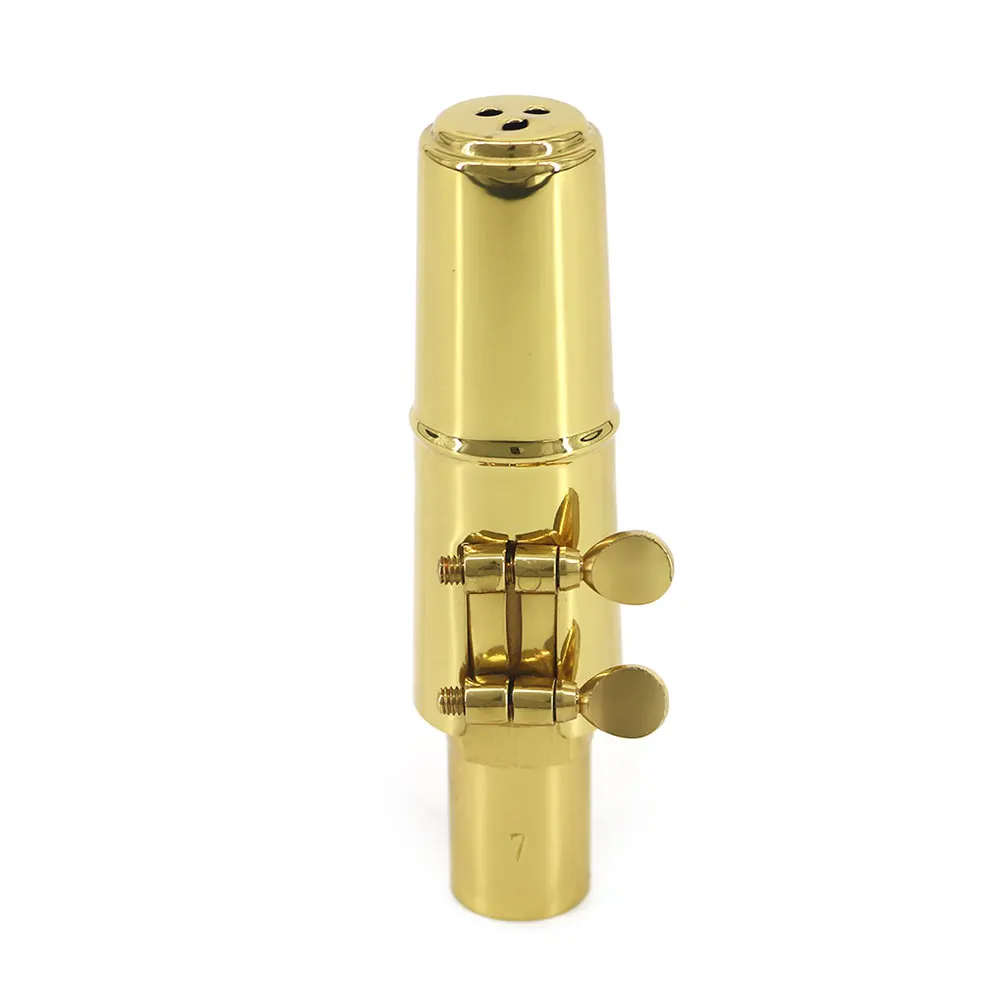 Muslady 7C Tenor Saxophone Mouthpiece Musical Instrument Accessories Brass Material with Reed Cap Buckle Patch