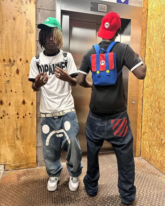 Y2K Jeans Mens Harajuku Hip Hop Retro Graphic Print Baggy Jeans Denim Pants New Punk Rock Gothic High Waisted Wide Leg Trousers