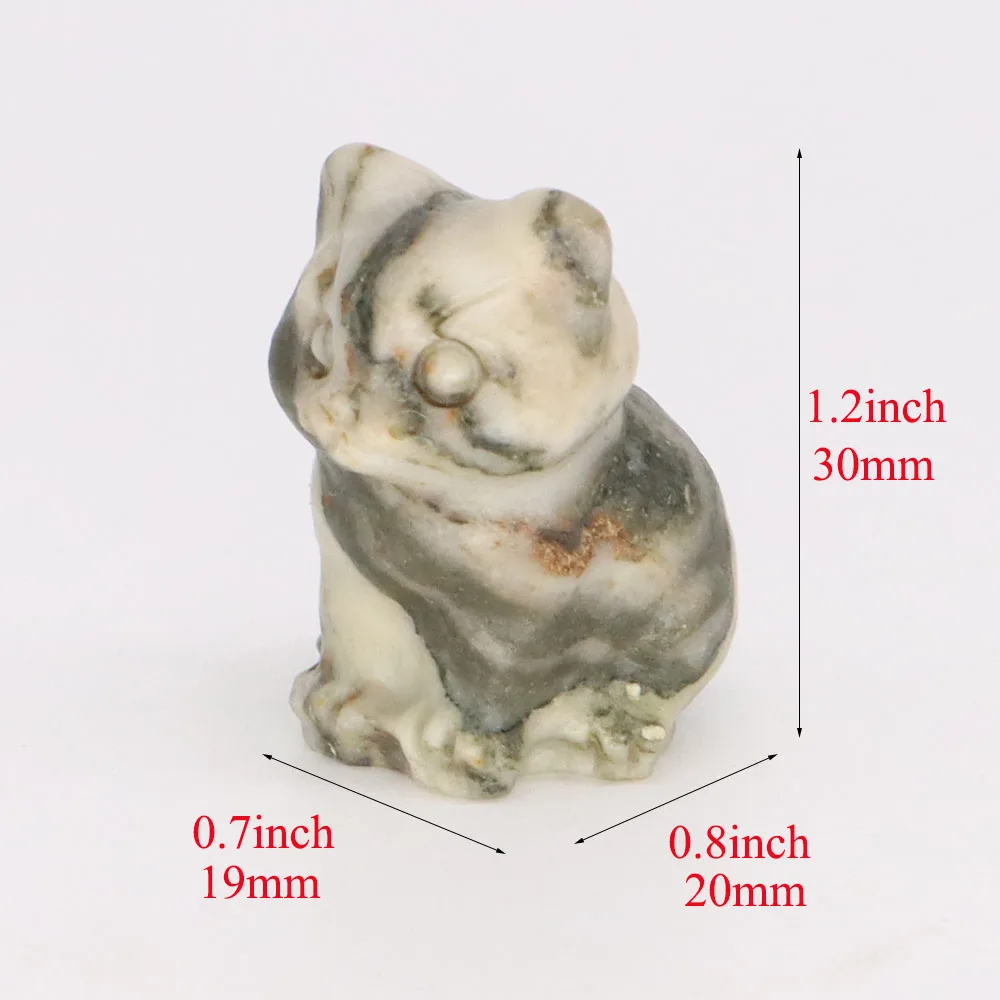 Cute Cat Statue Natural Crystal Reiki Gemstone Labradorite Healing Carved Stone Animal Figurine Crafts Toys Gifts Wholesale