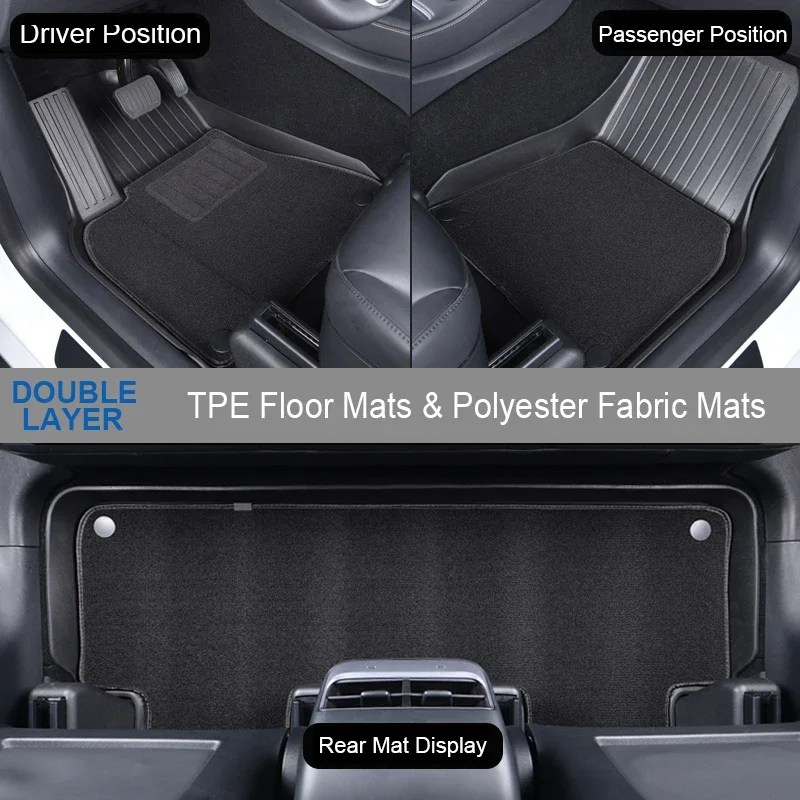 TPE Floor Mats for Tesla Model Y 3 Highland 2021 - 2024 Floor Liner All-Weather Anti-Slip Rear Trunk Cargo Mats Heavy Duty Mat