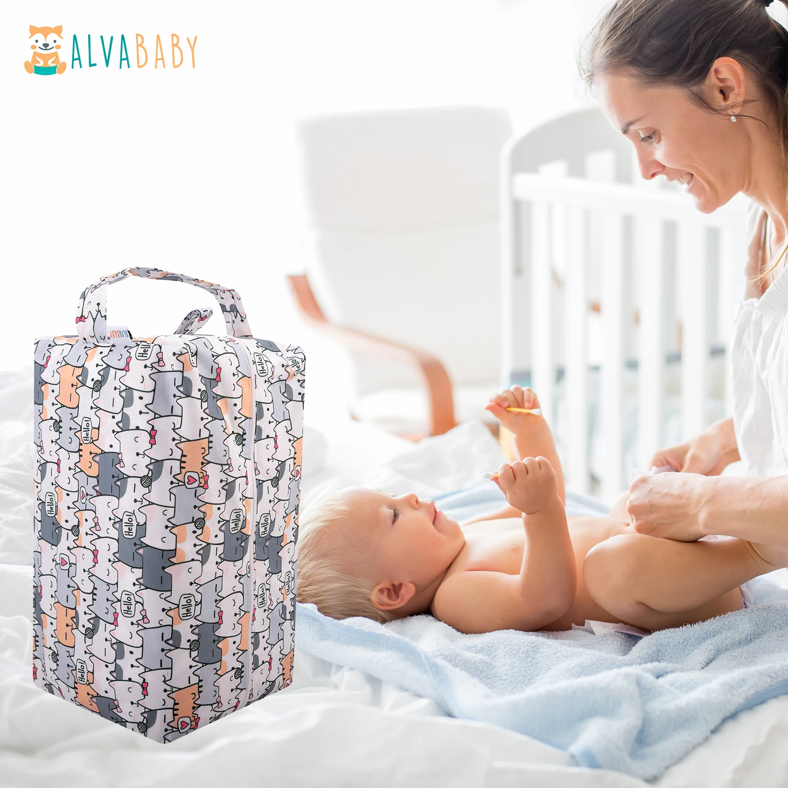 U PICK ALVABABY Diaper Pod with Double TPU Layers Cloth Diaper Bag Reusable Diaper Bag Waterproof Nappy Bag