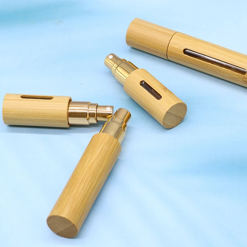 1Pc 5ml 10ml Bamboo Wood Bottle Perfume Empty Spray Refillable Bottle Container Makeup Water Atomizer Bottle Travel Bottle