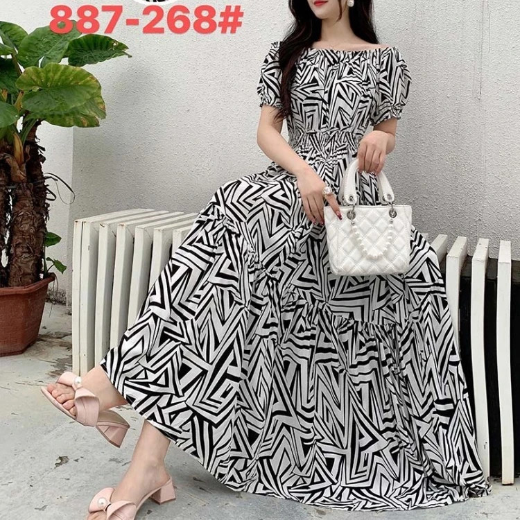 THHONE Vestidos Robe Maxi Long Dres Summer Indian Clothes Bohemian Cotton Linen Floral Short Sleeve Korean Style Casual 240523