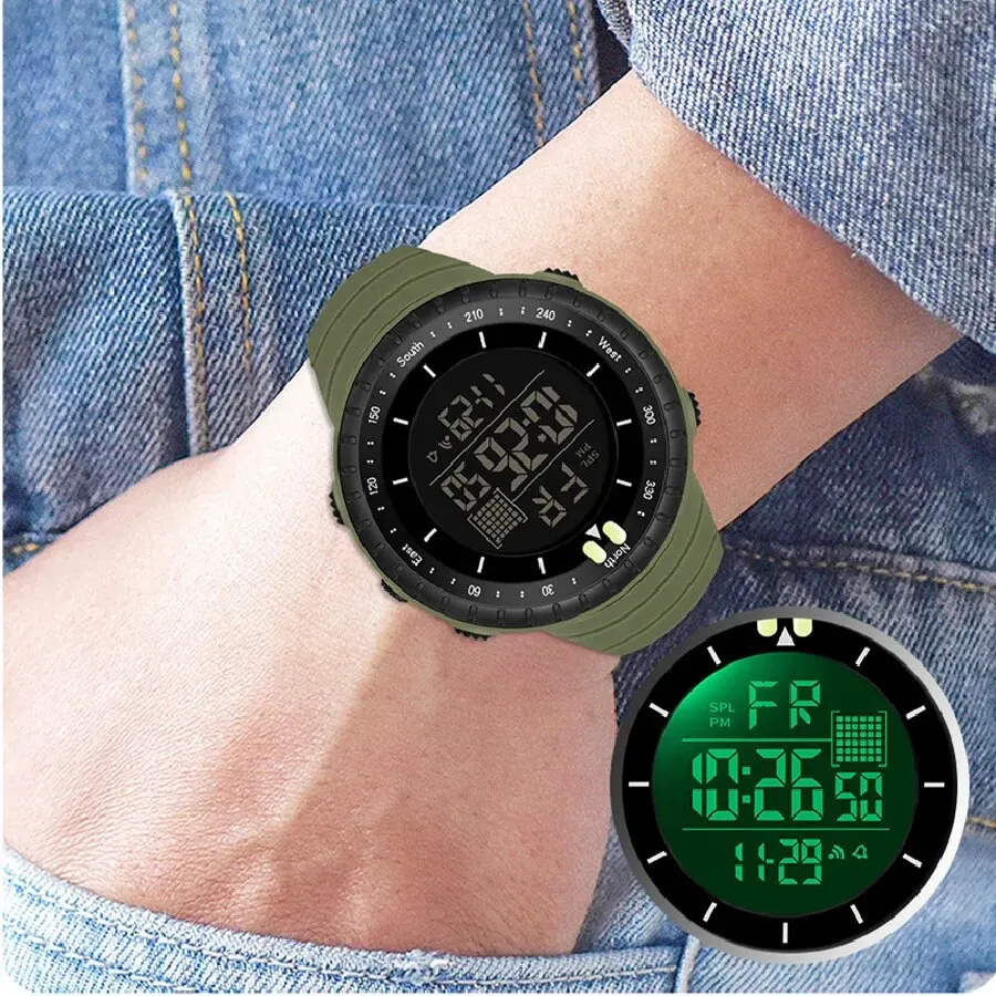 SYNOKE Outdoor Sports Multifunctional Waterproof Shock Resistant Large Screen Display Luminous LED Digital Watch For Men