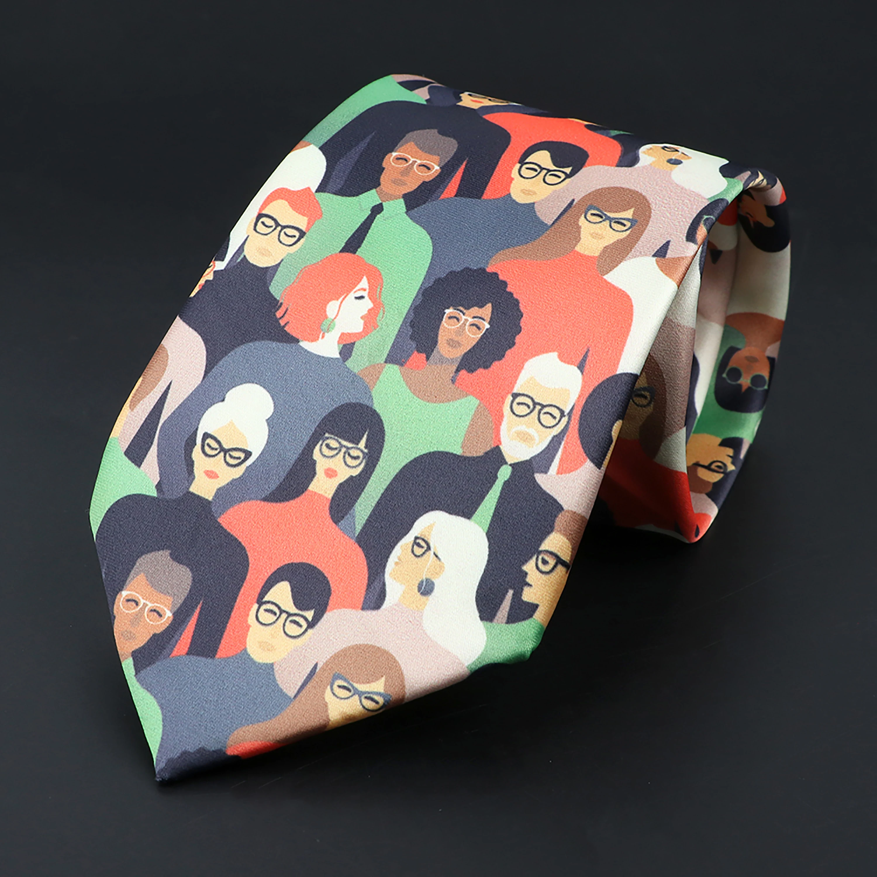 Mens Unique Design Soft Texture Necktie People Face Flower View Pattern Draw Style Tie For Men Party Wedding Novelty Tie Gift