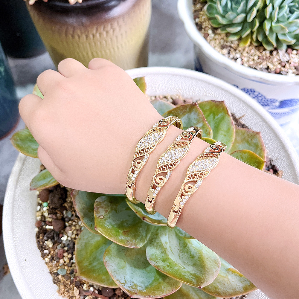Sunspicems Arabic Thin Bracelet Sets Women Crystal Wrist Bangle Gold Color Bride Wedding Jewelry Morocco Bracelet Festival Gift