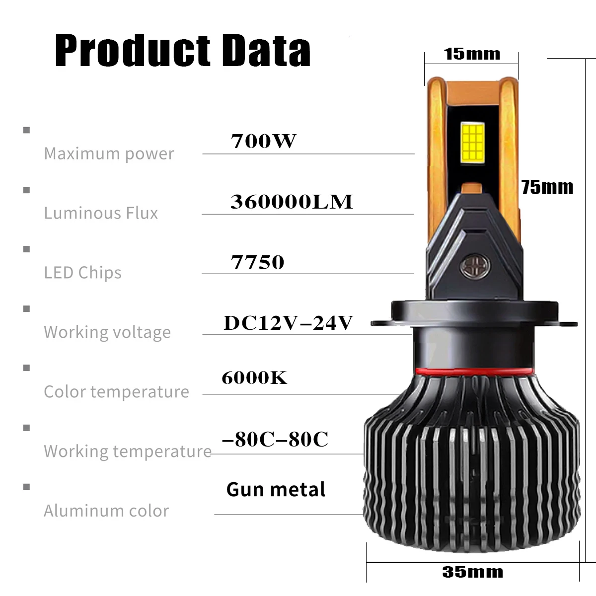 ZTZPIE 6000K HB3 HB4 9005 9006 H1 H7 H4 H11 Bulb Led Lamp CSP 7750 Chips Car Headlight Light 700W 360000LM Fog Lights Lamps
