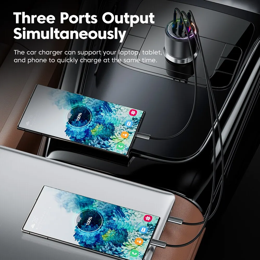 Toocki 175W Car Charger Quick Charge 3.0 4.0 PPS USB Type C Fast Charging Car Phone Charger For iPhone 15 14 Xiaomi Samsung S23