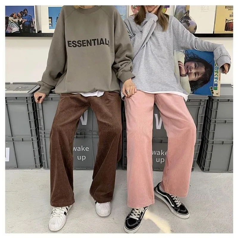 Deeptown Vintage Corduroy Pants Women Japanese Y2k Brown Sweatpants Loose Harajuku Pink Oversized Trousers Autumn Casual Korean