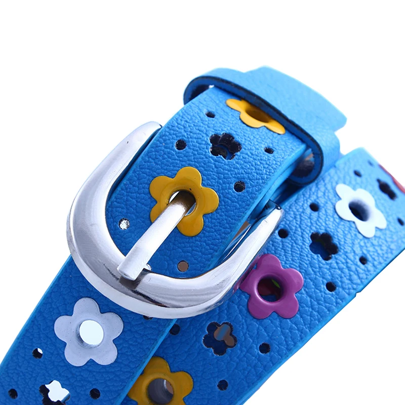 MYMC Belt Hollow Flower Shape Candy Colors Kids for Boy Girl Lady Women PU Leather Adjustable Luxury Designer Metal Buckle Belts