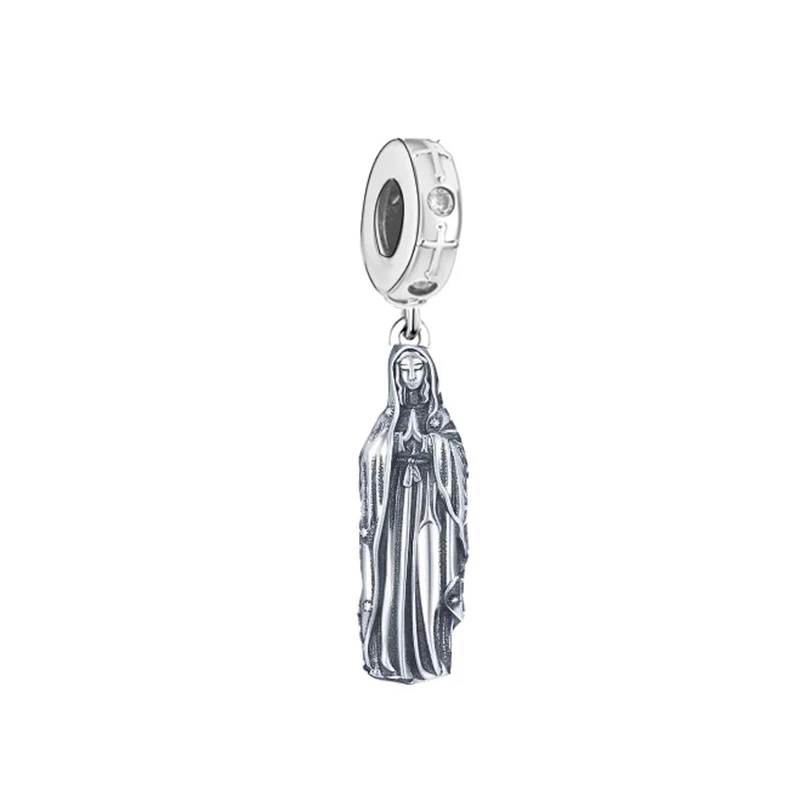 Fit Original Pan Charms Bracelet 925 Stering Silver Cross Jesus Virgin Mary Our Lady Dangle Bead For Religious Making Berloque