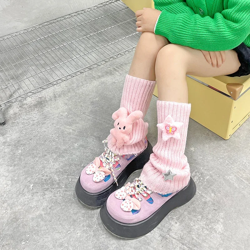 cm Children Aldult Korean Lolita Leg Warmers Kids Cute Knitted Warm Foot Cover for Girls Elastic Tube Socks Y K Gloves 5