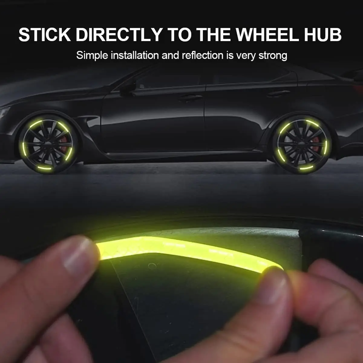 20Pcs Reflective Car Wheel Decorative Strip Stickers Motorcycle Wheel Hub Styling Decal Sticker Night Safety Reflective Decals