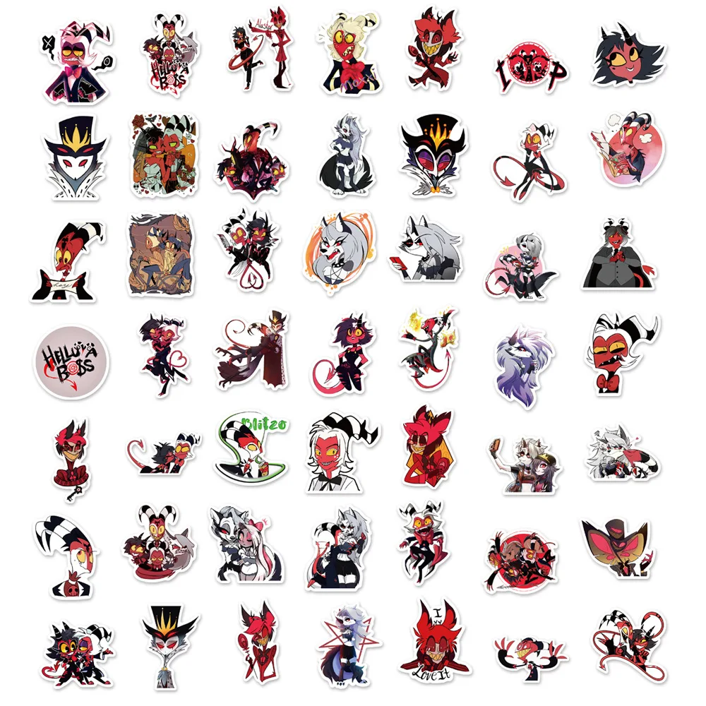 100Pcs American Anime Helluva Boss Stickers For Kids Laptop DIY Guitar Motorcycle Luggage Skateboard Cool Decal Phone